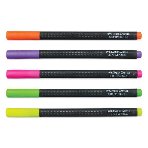 Faber-Castell Black Edition Grip Fineliners - Neon Colors, Set of 5