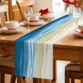 thumbnail image 5 of Blue Summer Beach Table Runner - 36 Inch Long Nautical Coastal Beige Seaside Cotton and Linen Blended Dress Scarves Farmhouse Table Runner for Kitchen Dining, Coffee Table, 13" x 36", 5 of 8
