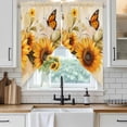 thumbnail image 4 of Sunflower Kitchen Window Curtains, Swag Curtains Valance for Bedroom Living Room Bathroom, Butterfly Spring Floral Retro Rod Pocket Window Treatment Curtain Block Drapes 2 Panels 28"x36", 4 of 9