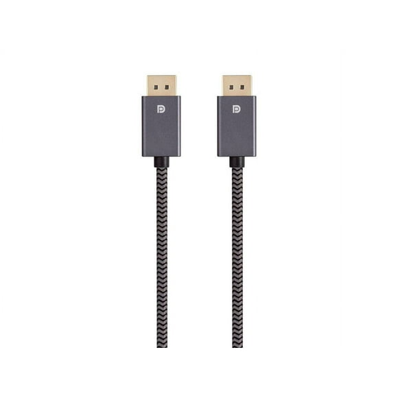 Monoprice DisplayPort 1.4 EasyPlug Nylon Braided Cable, 6ft, Gray (10 Pack)