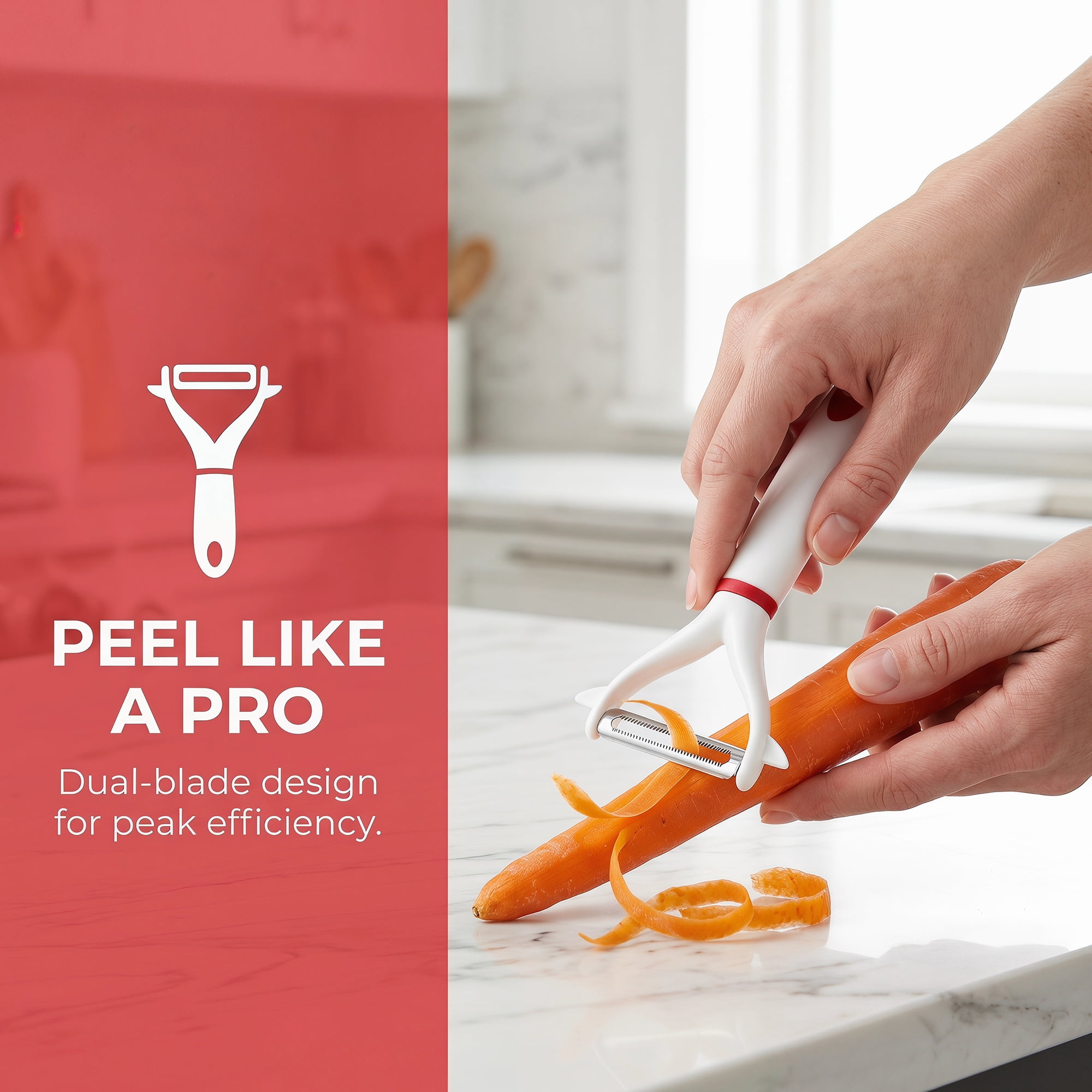 Unique Bargains Stainless Steel Durable Peeler with Ergonomic Handle Red 6.7" x 3"