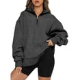 thumbnail image 1 of Sudaderas con capucha para mujer con media cremallera, sudaderas de gran tamaño, trajes de moda de otoño, ropa Y2k, camisetas de manga larga de color sólido, 1 of 2