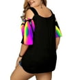 thumbnail image 4 of LilyLLL Womens Plus Size Short Sleeve Cold Shoulder Printed Tunic Blouse Tee, 4 of 4