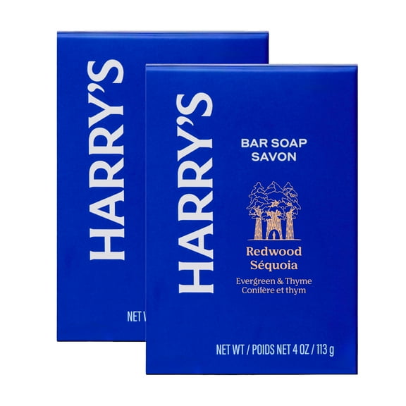 Harry's Bar Soap for Men - Redwood Scent, 4 oz Body Soap Bars, 2 Pack