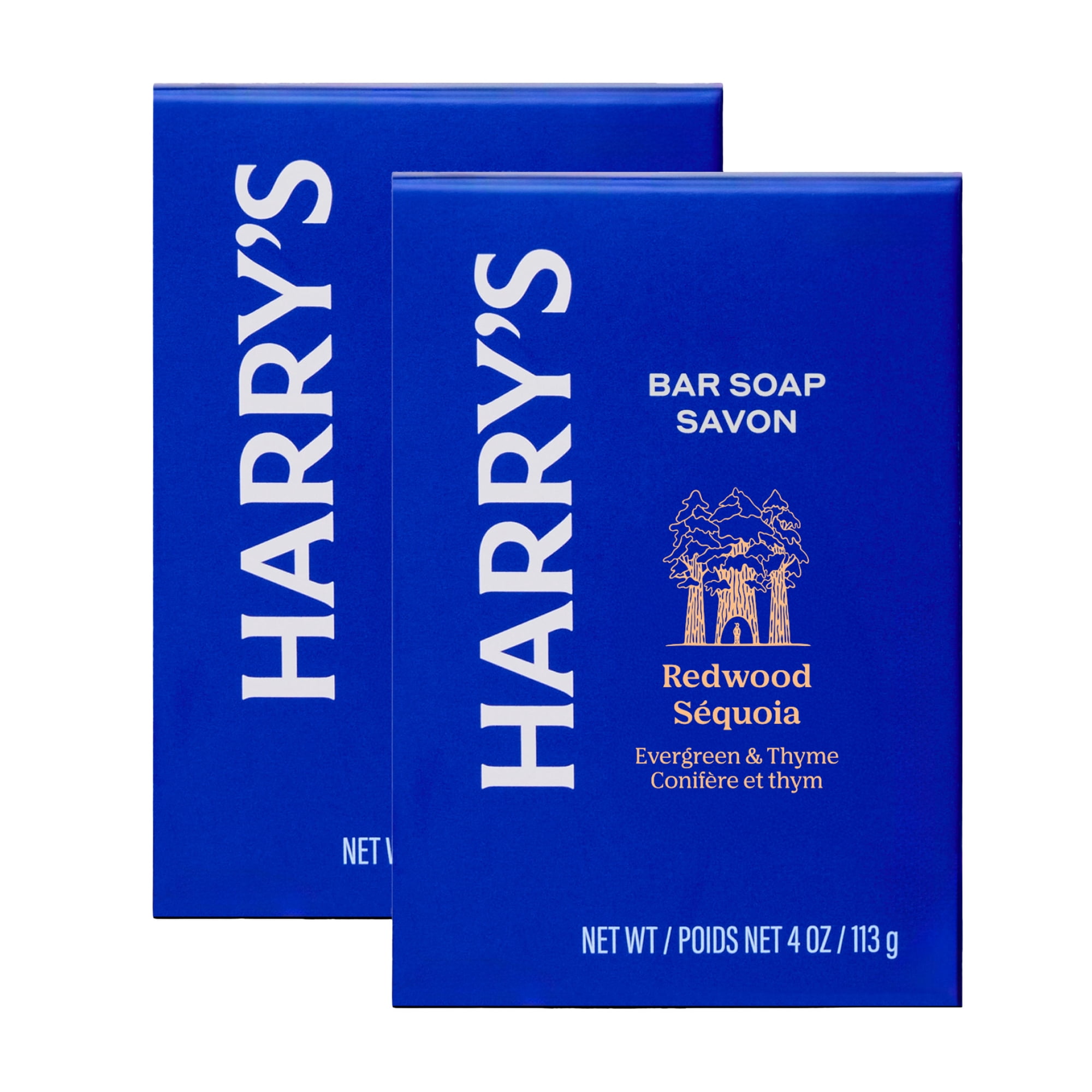 Harry's Bar Soap for Men - Redwood Scent, 4 oz Body Soap Bars, 2 Pack