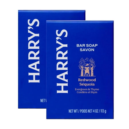 Harry's Bar Soap for Men - Redwood Scent, 4 oz Body Soap Bars, 2 Pack