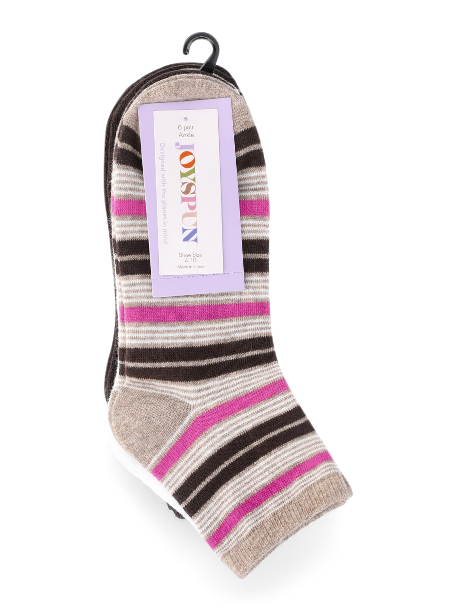 Joyspun Women’s Essentials Ankle Dress Socks, 6-Pack, Fits Shoe Sizes 4-10