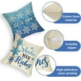 thumbnail image 3 of Hello Winter Snowflake Decorative Throw Pillow Covers 18x18 Set of 4, Warm Winter Wishes Shake Your Hakes Blue Cushion Case Decor, Let It Snow Christmas Holiday Seasonal Home Decoration PC, 3 of 5