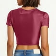 thumbnail image 4 of JIUKE Going out Tops for Women Short Sleeve Shirts Crewneck Crop Tops Stretchy Slim Fitted Basic Tees Size XS, 4 of 7