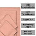 thumbnail image 7 of 4 Piece Zipper Sheet Set Includes (1 Zipper Fitted Sheet, 1 Flat Sheet And 2 Zipper PillowCase) with 10 Inch Deep Pocket 800 TC 100% Egyptian Cotton Solid Peach Color Olympic Queen Size, 7 of 7