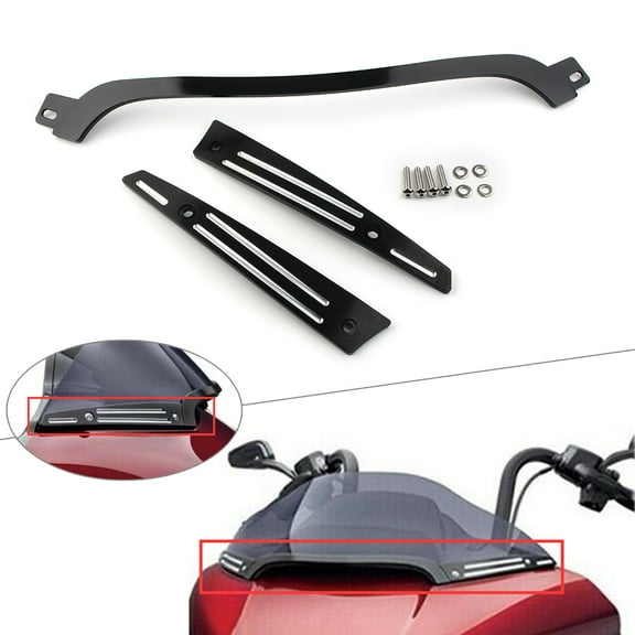 NS Motor Split Windshield Winds n Mount Aluminum Trim Accessories Black for Touring Road Glide FLTRX 2015 2016 2017