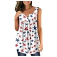 thumbnail image 1 of HIMIWAY 2023 Summer Sale Women's Casual Fashion Plus Size Independence Day Printed Sleeveless Button V-Neck Pullover Top Royal Blue XXXXL, 1 of 4