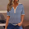 thumbnail image 1 of Fiudx Tops para Mujer Camiseta Casual de Moda para Mujer Blusas Estampadas a Rayas Degradadas Top con Botones y Cuello En V, 1 of 5