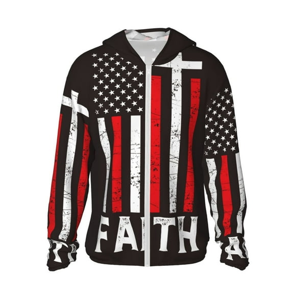 Vsdgher USA Drapeau Croix Imprimé Sweat à Capuche Adulte pour Hommes Femmes, Manches Longues Protection Solaire Pêche pour Course Natation-TTG