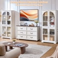 thumbnail image 4 of Joaxswe 72" Tall Arched Cabinet with Glass Doors Set 2, 69" Pantry Storage Cabinets with Adjustable Shelves, Accent Cabinet for Bedroom, Home Office, White, 4 of 9