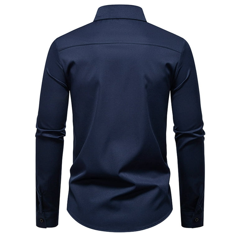 white christmas dresses Blue Dress Shirt Navy Buttons Fine Twill main image 1