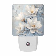 White Magnolia Night Lights, Farmhouse Flowers Smart Auto Dusk to Dawn Sensor Nightlights Plug-in Nightlight for Bedroom Bathroom Living Room Kitchen Hallway