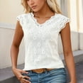 thumbnail image 2 of MIXUE Womens Summer Tops Lace Solid Color V Neck Sleeveless Vest Fashion Pullover Tee Shirts Streetwear,White,S, 2 of 9