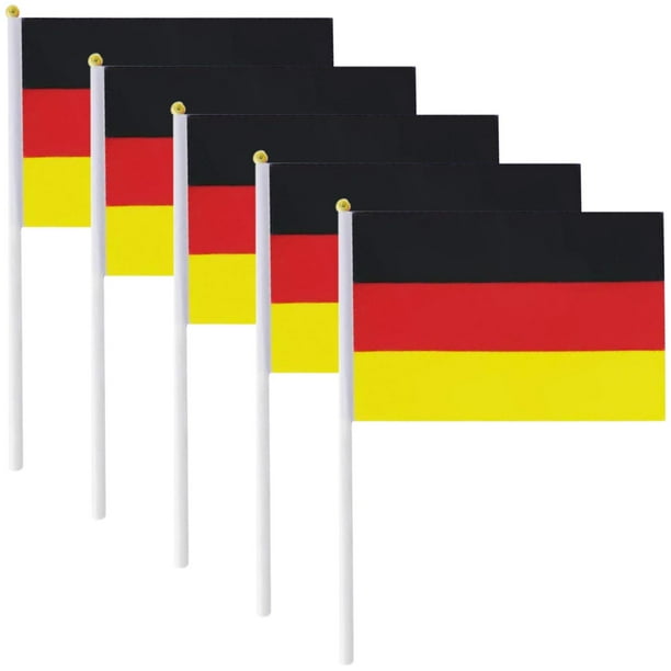 Bandera Alemana DEminiFlag 5Pzas Alemania 14x21cm Tela Poliéster Asta Plástico VentDepot