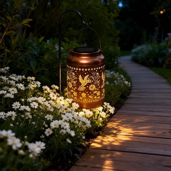 Solar Lanterns Outdoor Waterproof, Hummingbird Garden Decor Gifts for Women Mom Grandma Hanging Solar Lights Metal Solar Decoration Outside for Yard, Patio, Lawn, Pathway