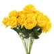 thumbnail image 1 of Uxcell 12 Pcs Rosas Amarillas Flores Artificiales, Rosa de Terciopelo Tacto Real Falsas Rosas con Tallos, 1 of 6