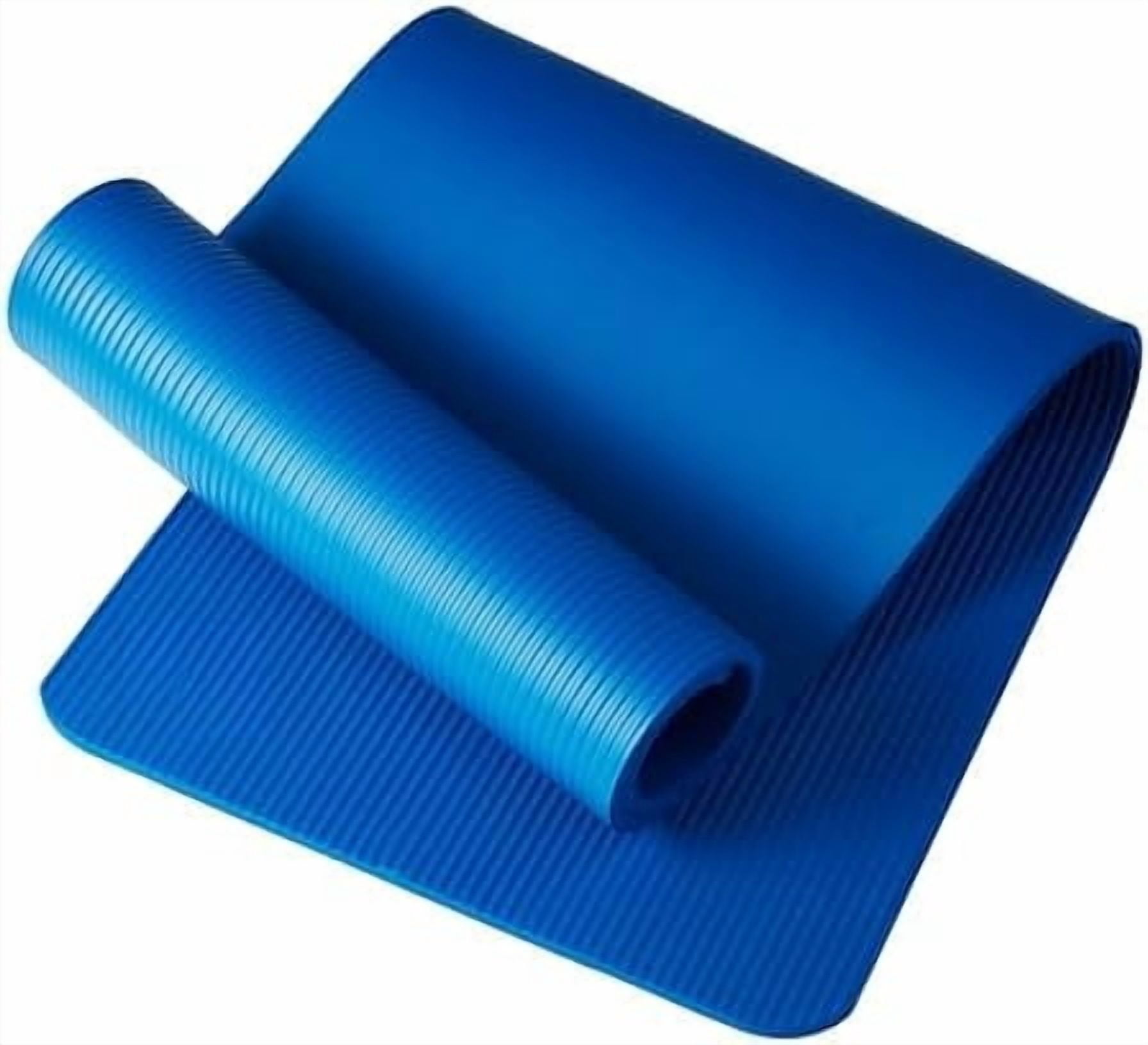 Basics Extra Thick Exercise Yoga Mat with Carrying Strap Blue,1/2 Inch