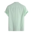 thumbnail image 7 of Hpapadks Mens Casual Shirts Casual Stripe Short Sleeve Stand Button Down Blouses Beach Loose Mens Dress Shirt Green L, 7 of 7