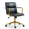 thumbnail image 2 of Azel Black Faux Leather Office Chair with Gold Wheel Base, 2 of 6