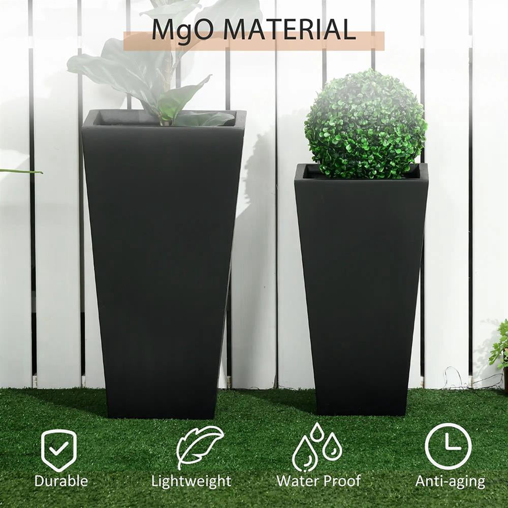 Resenkos Plant Pots, Flower Pots, Garden Planters,2-Pack Outdoor Planter Set, Flower Pots with Drainage Holes, Durable & Stackable Plant Pot,Black