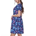 thumbnail image 2 of Naloa Blue Skull Flower Print Womens Summer A-Line Dress with Pockets,Short Sleeve Dresses,Flowy Beach Swing Dress for Vacation Travel, 2 of 6