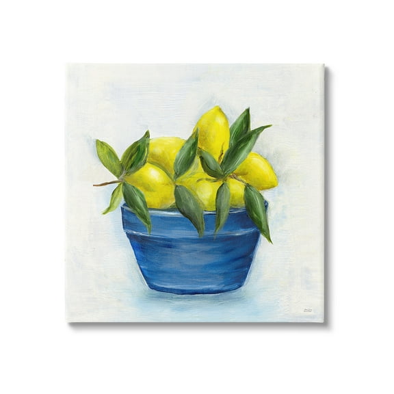 Stupell Industries Lemons in Country Bowl Food & Beverage Painting Gallery Wrapped Canvas Art Print Wall Art, 17 x 17