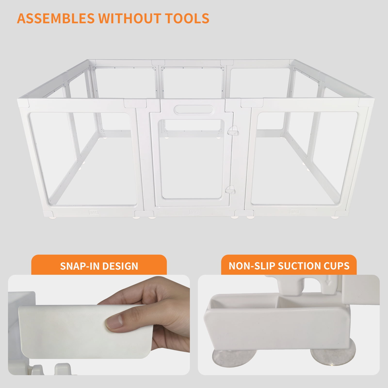 Clear Acrylic Dog Playpen Indoor, Transparent Fence for Puppy Rabbit and Cat, Easy Assemble Plastic Playard 10 Panels