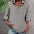 thumbnail image 6 of POROPL 3/4 Sleeve Women's Blouse V Neck Shirts Casual Summer Button Up Shirt Roll Up Blouse, 6 of 6