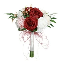 Wedding Bouquets For Bride Bridesmaid Large Big Bridal Bouquet White Champagne Ivory Silk Roses Flowers For Wedding French Vintage Boho Church Decoration Bouquet (11.4in)