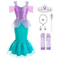 Kids Girls Ariel Costume Princess Dress Fancy Mermaid Tail Cosplay Outfits