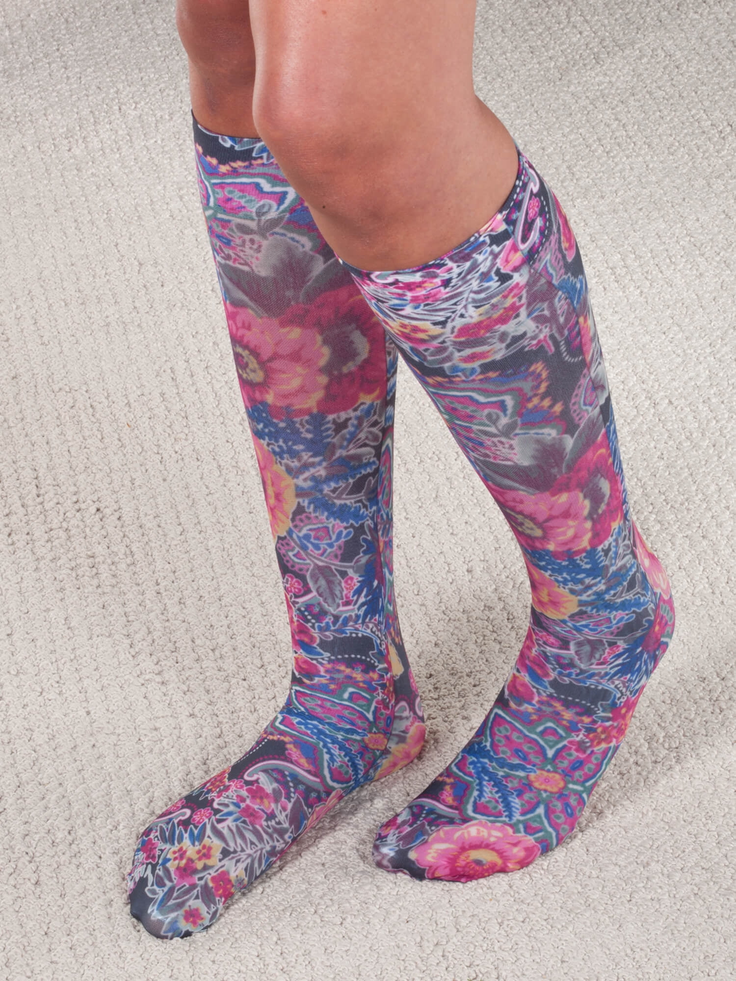 Celeste Stein Compression Socks 20-30mmHg, Fuchsia Floral, Queen