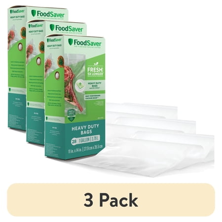 (3 pack) FoodSaver Heavy Duty Gallon Vacuum Seal Bags, 28 Count 11" x 14" BPA-Free Freezer Bags, 30% Thicker for Food Storage, Sous Vide, and Meal Prep