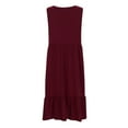 thumbnail image 5 of Riforla Womens Summer Casual Sleeveless V Neck Swing Dress Casual Flowy Tiered Maxi Beach Dress with Pockets Womens Cotton Dress Red XXL, 5 of 8