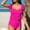 #0073-Hot Pink, variant on Xucatan Women's Abstract Print One Piece Swimsuit Ruched Tummy Control Monokini, Deep V Neck Twist Front Full Coverage Swimwear Long Torso Fit Plus Size Summer Cruise Gift