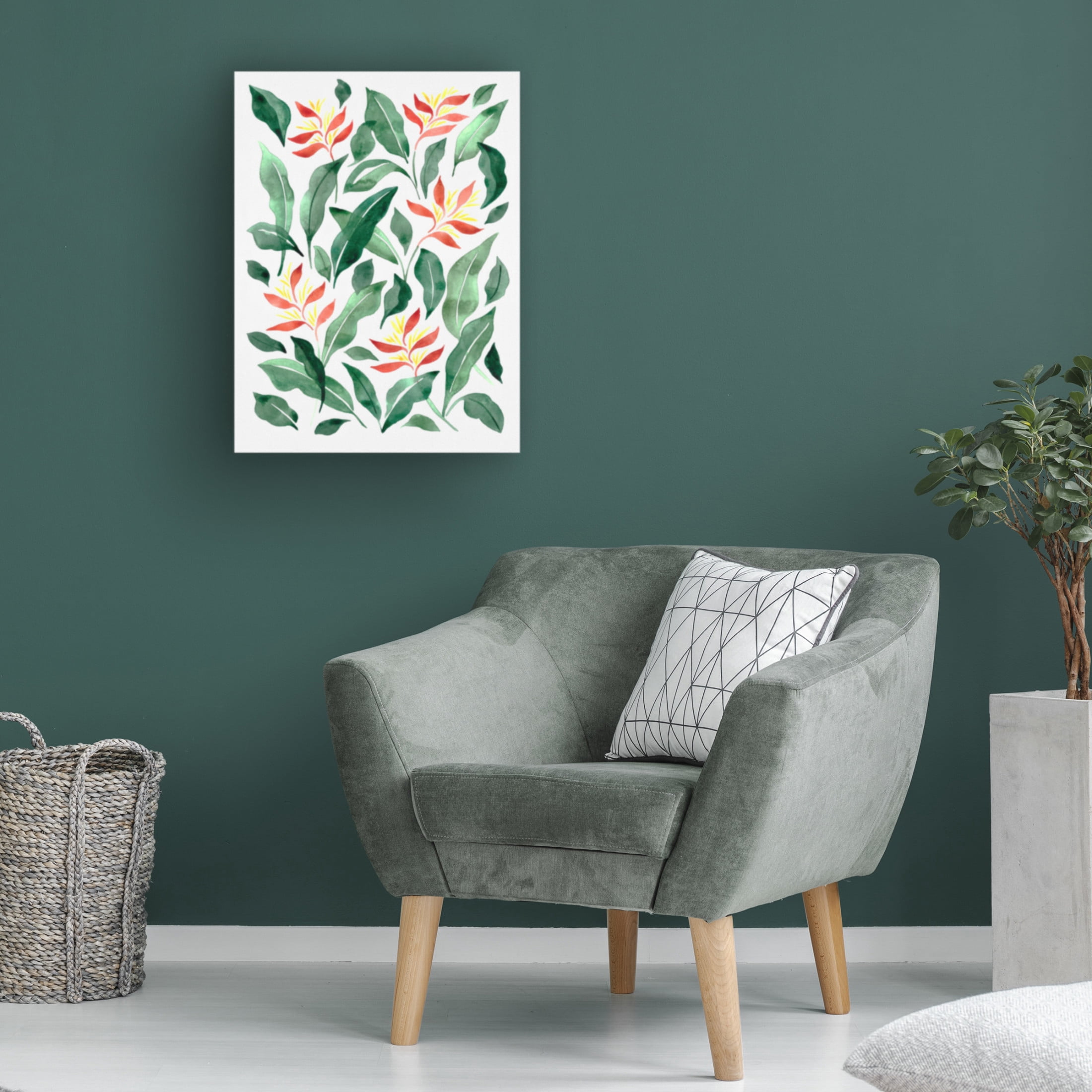Canvas Wall Art - Cami Juncos 'Parakeet Flower' Wall Art for Living Room, Bedroom, or Office Décor by Trademark Fine Art - 14 x 19 Inches