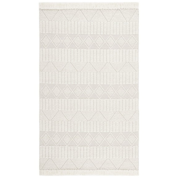 SAFAVIEH Natura Marvyn Southwestern Wool Area Rug, Ivory/Grey, 4' x 6'