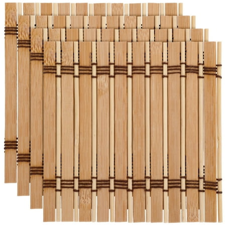 

BambooMN Premium Bamboo Slat Coasters - 4.25 x 4.25 - Light Tan - 32 Pieces