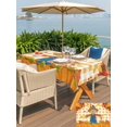 thumbnail image 4 of Outdoor Tablecloth with Umbrella Hole and Zipper, Fall Pumpkins Rectangle Table Cloth 54x80 Inch Waterproof Tablecloth, Straw Man Thanksgiving Leaves Orange Check Picnic Table Cover for Patio Camping, 4 of 7