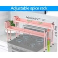 thumbnail image 4 of Over Stove Shelf Stove Top Organizer Shelf for Kitchen with Extra Basket and Hooks Adjustable 27 to 32 Inches Pink Over the Sink Spice Rack for Countertop (Pink), 4 of 8