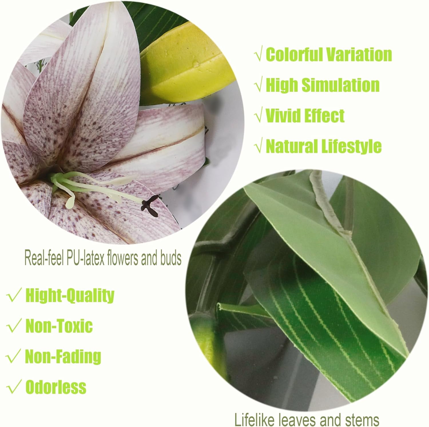 6pcs Tiger Lily Artificial Flowers, 15 Inch Faux Lilies Flower with 2 Blooms and 1 Bud, Latex Real Touch Easter Lily Flowers for Home Décor Centerpiece Wedding Bouquet,Deep Purple