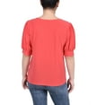 thumbnail image 3 of NY Collection Women's Petite Short Sleeve Balloon Sleeve Top with Hardware, 3 of 4