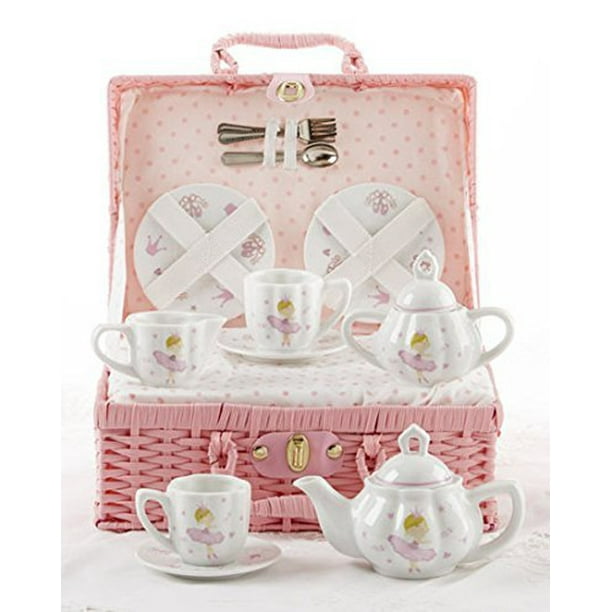 Delton Products Bella Ballerina Porcelain Tea Set in Case, Pink