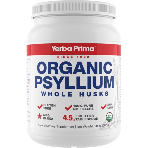 Yerba Prima Organic Psyllium Whole Husks - 20 oz - Daily Dietary Fiber Supplement
