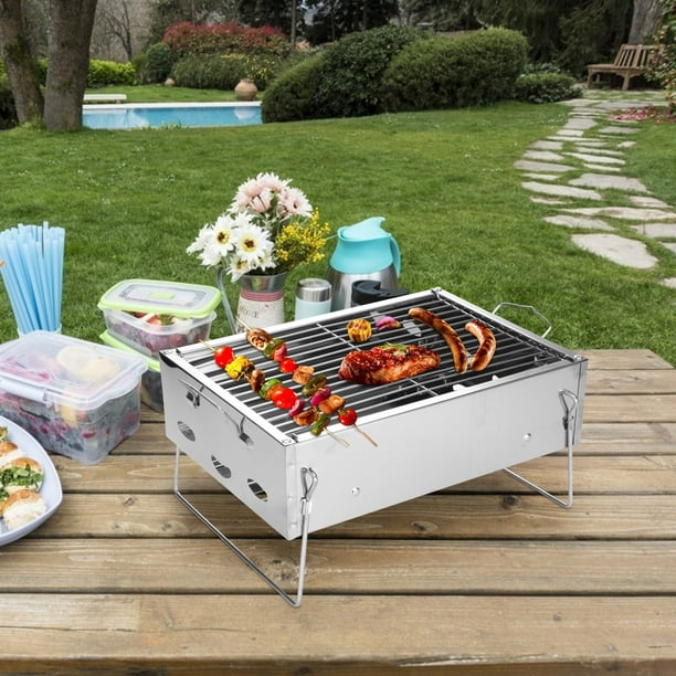 Agiberg Grand barbecue portatif Barbecue au charbon de bois en acier pour  patio extérieur Garden Party 