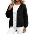 thumbnail image 6 of Womens Sun Protection Hoodie Jacket Lightweight Breathable Quick Dry Workout Active Zip Up Coat for Running Athleisure Golf Cycling Travel, Black, M, 6 of 6